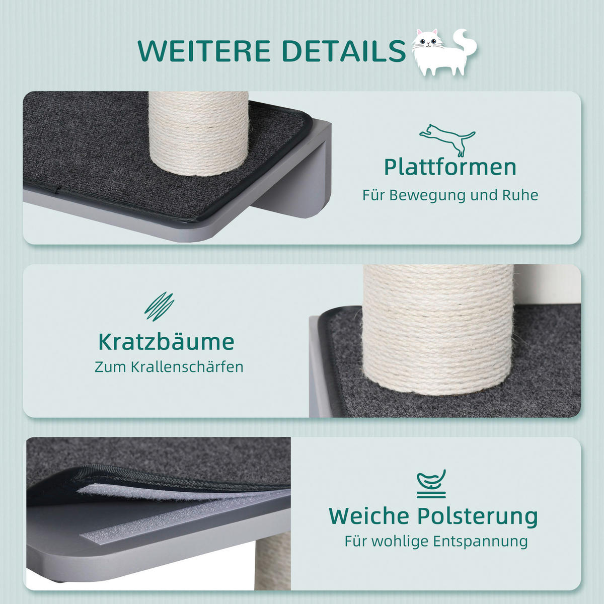PawHut Katzenkratzbaum beige MDF B/H/L: ca. 28x137x66 cm Katzenkratzbaum - beige/hellgrau (66,00/28,00/137,00cm) - PawHut