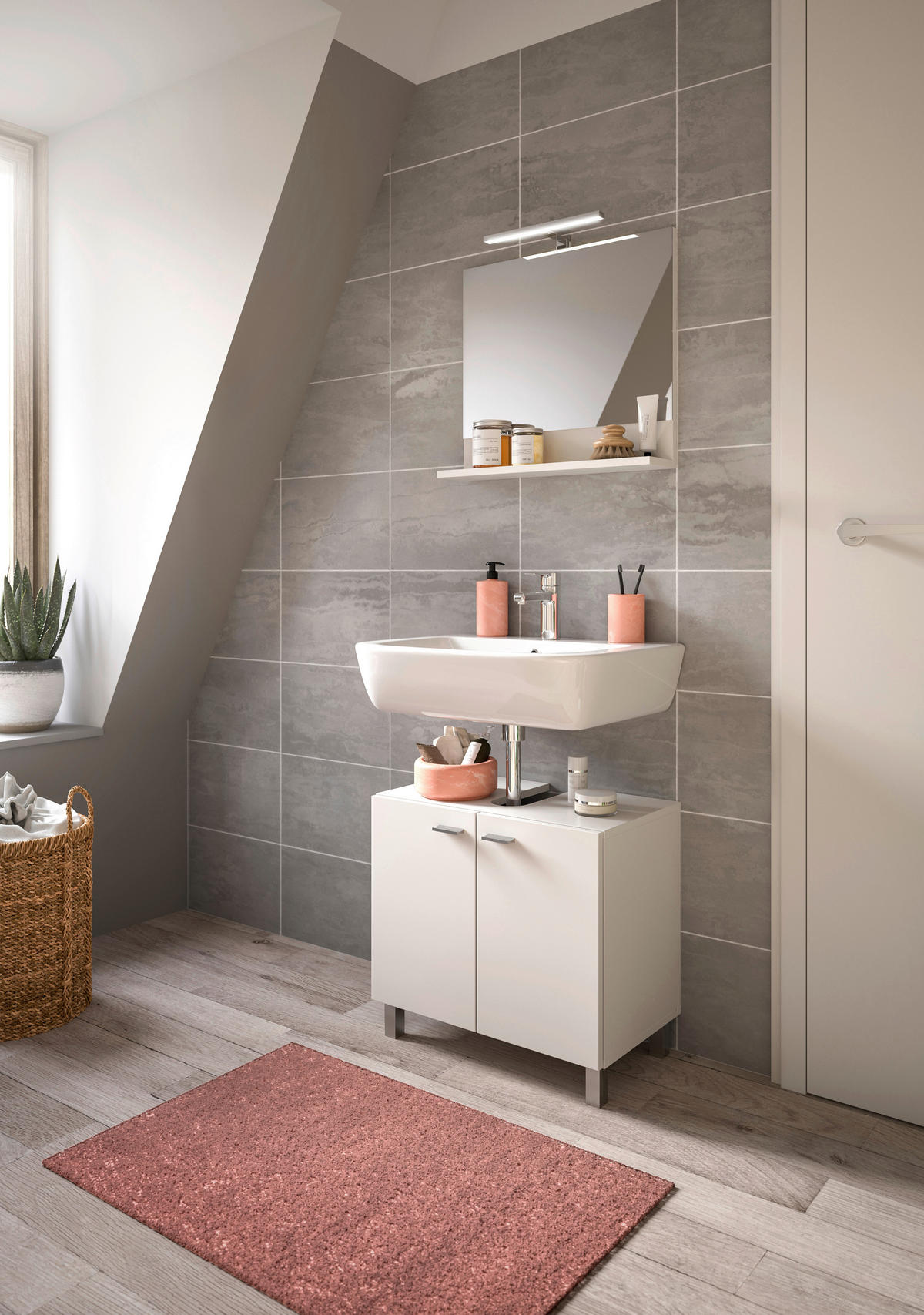 Badezimmer-Set BOSTON weiß B/H/T: ca. 57x186x33 cm BOSTON - weiß (57,00/186,00/33,00cm) - xonox.home