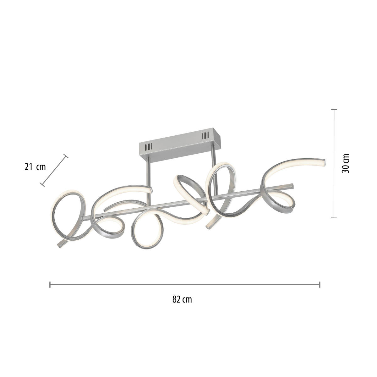 Just Light Deckenleuchte 19032-21 silber Alu B/H/L: ca. 21x30x82 cm LED-Deckenleuchte_Curls - silber (82,00/21,00/30,00cm) - Just Light