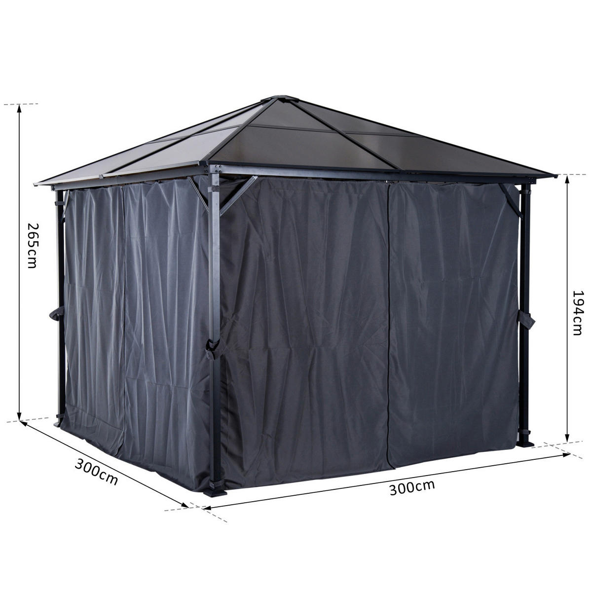 Outsunny Gartenpavillon braun Alu B/H/L: ca. 300x265x300 cm Gartenpavillon - braun/dunkelgrau (300,00/300,00/265,00cm) - Outsunny