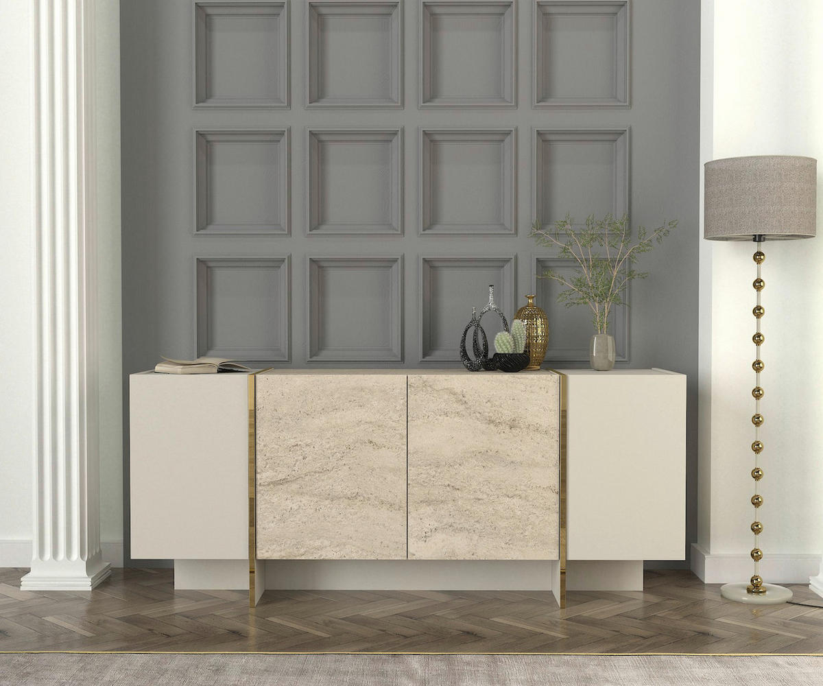 Sideboard Veyron beige granit Optik B/H/T: ca. 180x75,5x46,6 cm Veyron - beige/granit (180,00/75,50/46,60cm) - moebel17