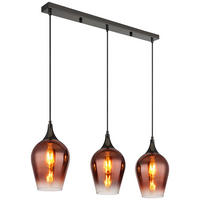 GLOBO Pendelleuchte rot Chrom schwarz Metall Glas B/H/T: ca. 18x120x83 cm E27 3 Brennstellen LAVUS - rot/schwarz (18,00/120,00/83,00cm) - GLOBO