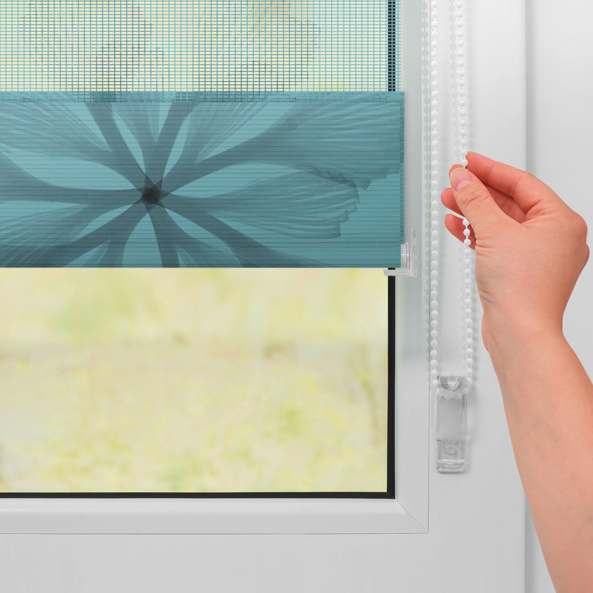 Doppelrollo Duo Aqua Floral blau B/L: ca. 60x150 cm Duo Aqua Floral - blau (60,00/150,00cm) - LICHTBLICK