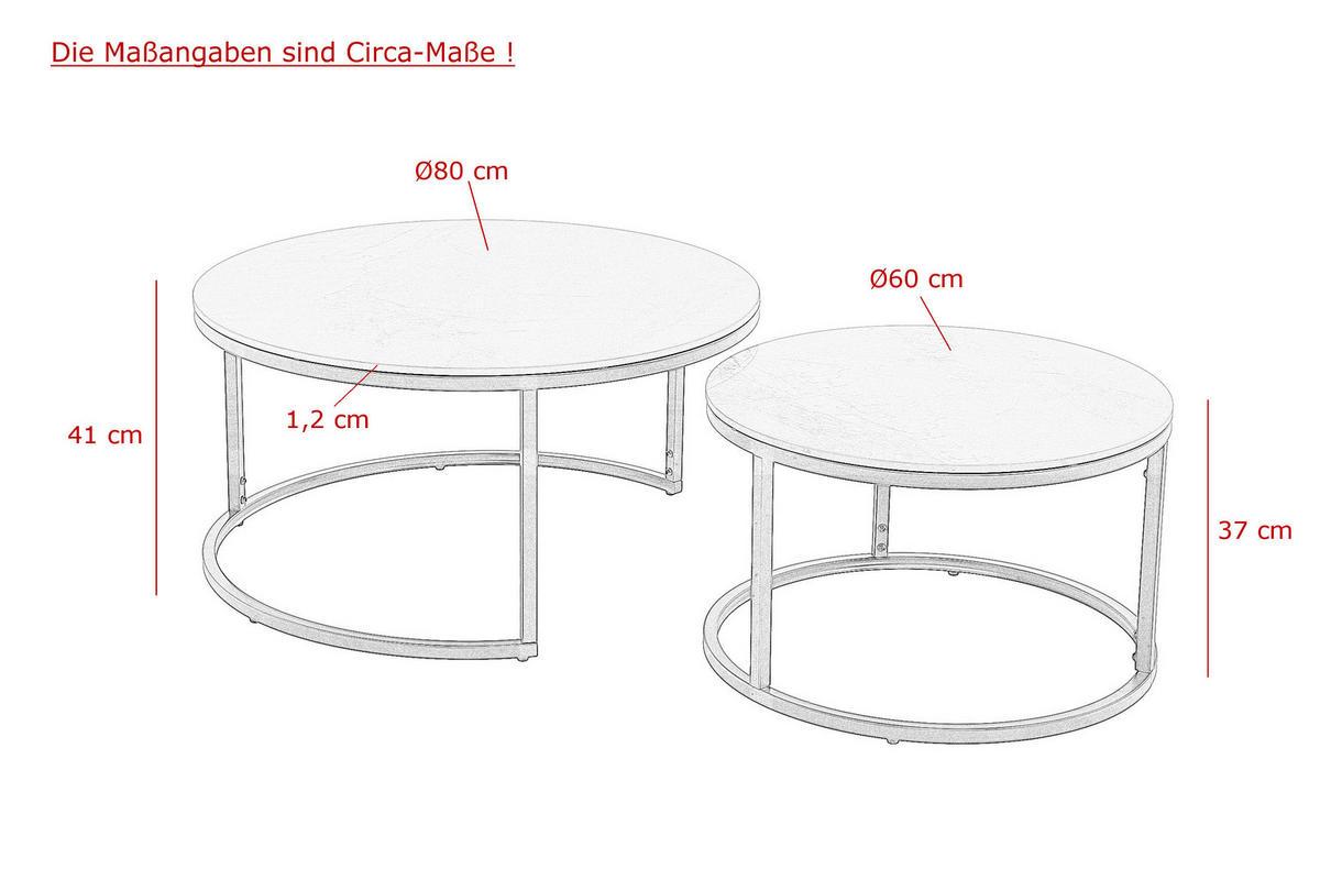 Couchtisch Luis II grau Marmoroptik schwarz H/D: ca. 41x80 cm Luis II - Marmoroptik/schwarz (80,00/41,00cm) - Hela