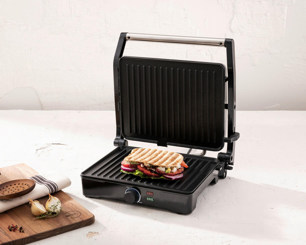 BERGNER Kontaktgrill silber B/H/L: ca. 15x37x38 cm EL BOHIO - schwarz/silber (38,00/15,00/37,00cm) - BERGNER