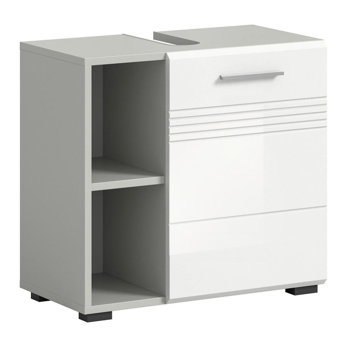 Waschbeckenunterschrank Copa hellgrau weiß Hochglanz B/H/T: ca. 60x56x32 cm Copa - hellgrau/weiß (60,00/56,00/32,00cm) - xonox.home