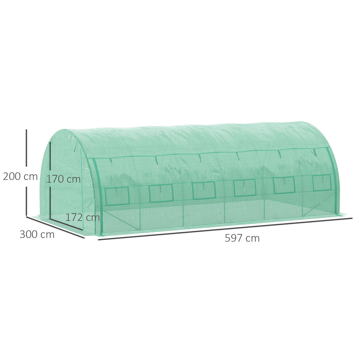 Outsunny Gewächshaus B/H/L: ca. 300x200x590 cm Gewächshaus - grün (590,00/300,00/200,00cm) - Outsunny