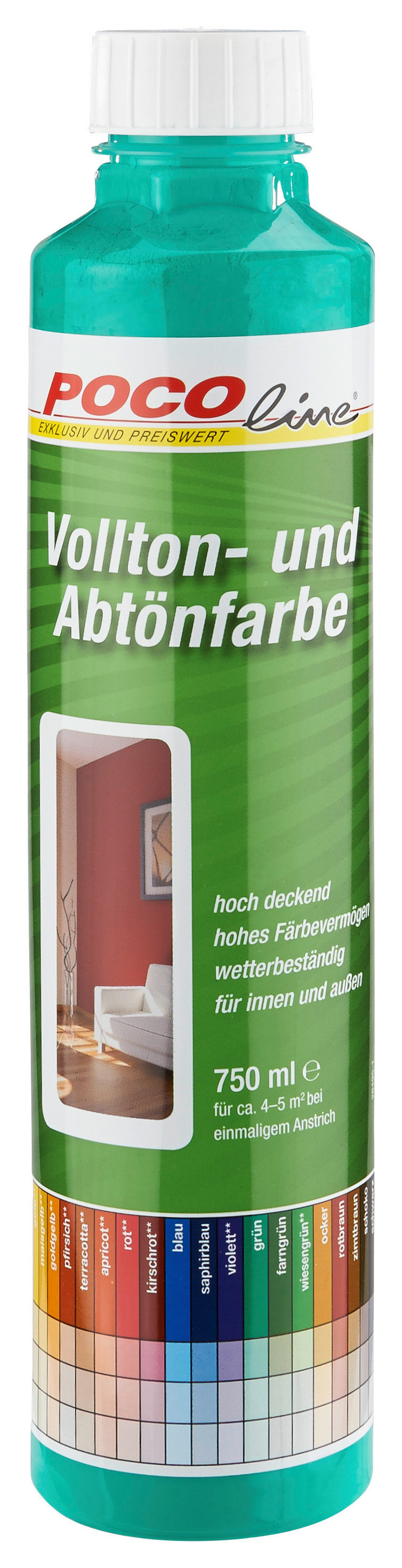 POCOline Vollton- und Abtönfarbe grün ca. 0,75 l Voll+Abtönfarbe 750ml grün - grün (750ml) - POCOline