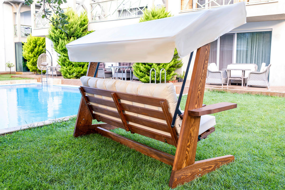 Westmann Hollywoodschaukel Viva beige Holz B/H/L: ca. 237x175x115 cm Viva - beige (115,00/237,00/175,00cm) - Westmann