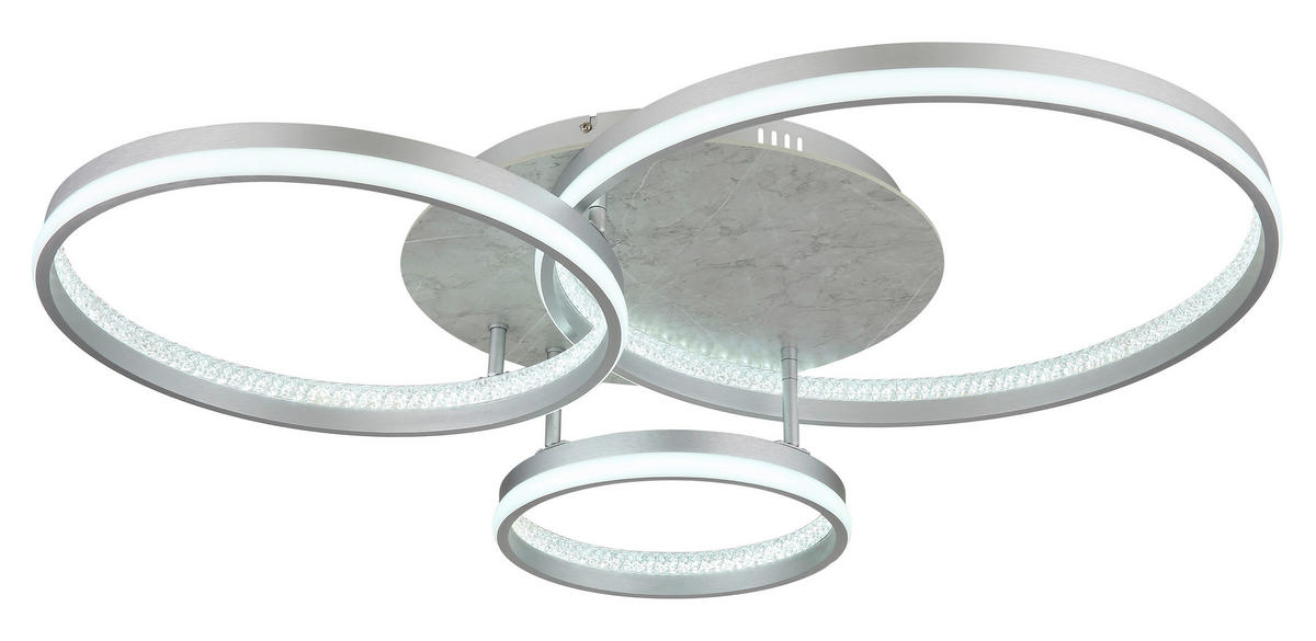 GLOBO LED-Deckenleuchte MARY 62000302 silber klar Opal MDF Kunststoff Metall B/H/L: ca. 85,5x16,7x68,5 cm 1 Brennstellen MARY - klar/Opal (68,50/85,50/16,70cm) - GLOBO
