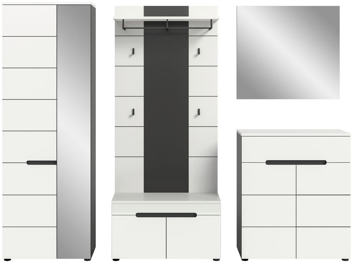 Garderobe Canu basaltgrau Nachbildung weiß B/H/T: ca. 255x190x37 cm Canu - weiß/basaltgrau (255,00/190,00/37,00cm) - xonox.home
