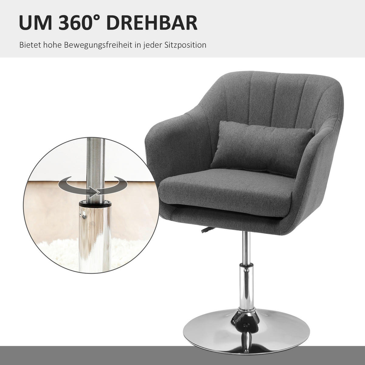Hocker 833-757V01CG dunkelgrau 833-757V01CG - dunkelgrau (60,00/91,00/60,00cm) - HOMCOM