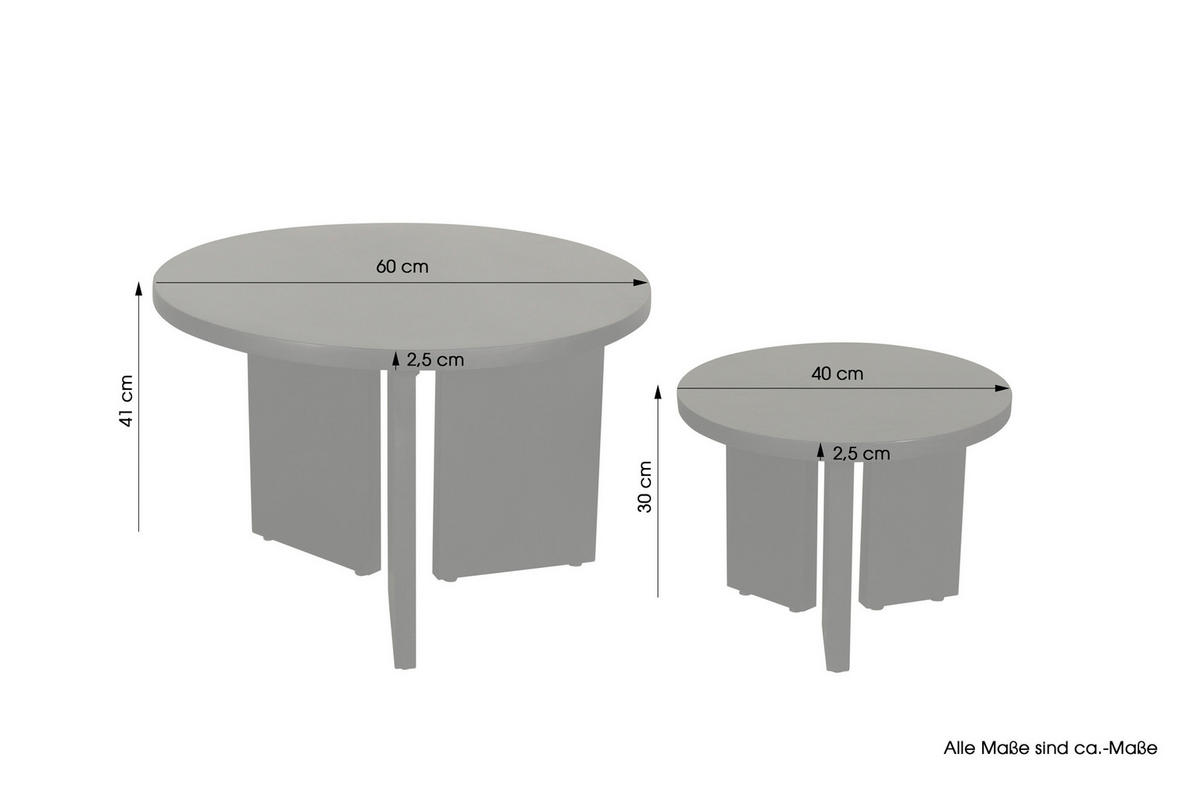 Beistelltisch ROUND, 2er-Set schwarz lackiert Akazie H/D: ca. 41x60 cm ROUND, 2er-Set - schwarz (60,00/41,00cm) - byLIVING