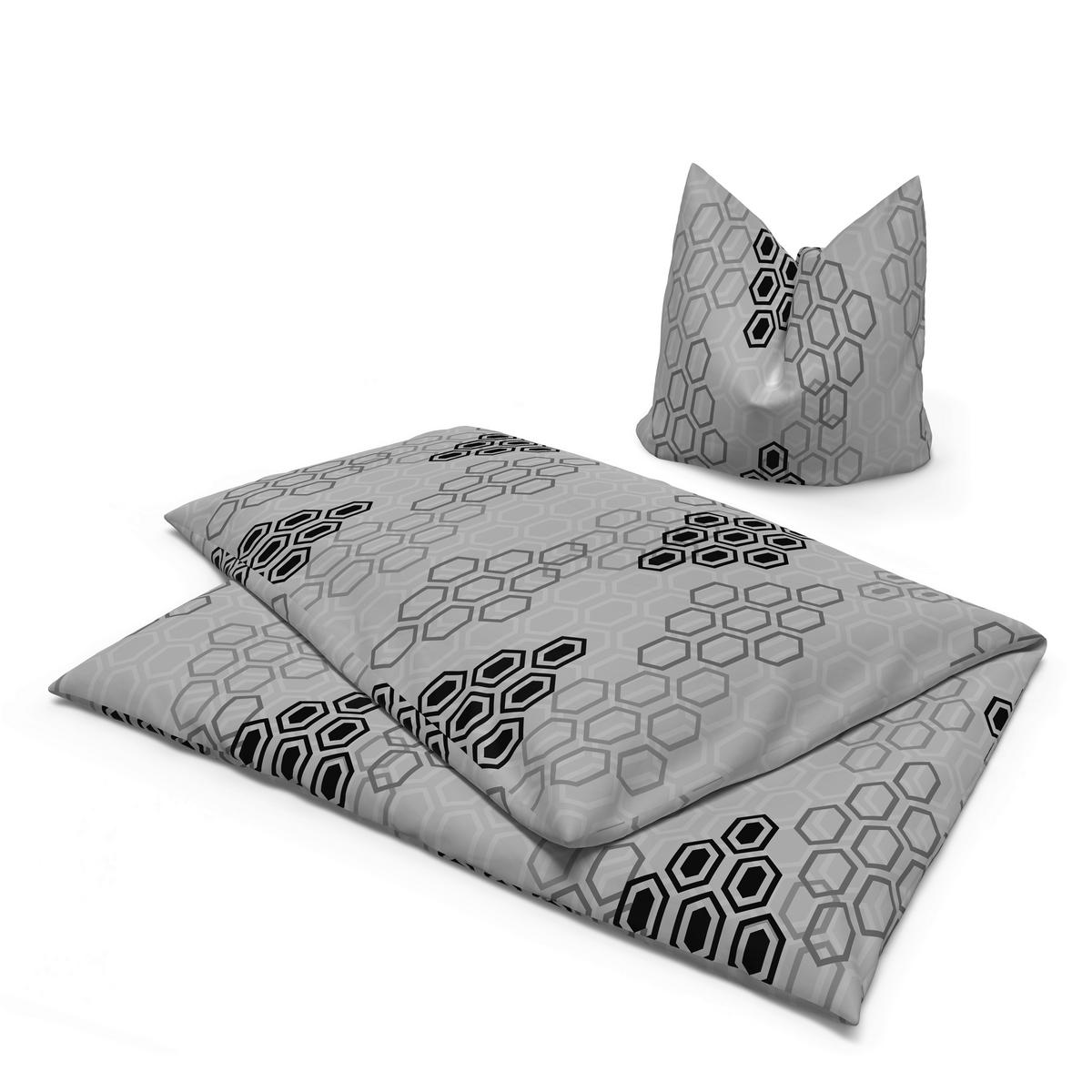 Baumwoll Bettwäsche Cotton touch Bettwäsche_Cotton-Touch-Wabe - schwarz/grau (135,00/200,00cm) - Sensation