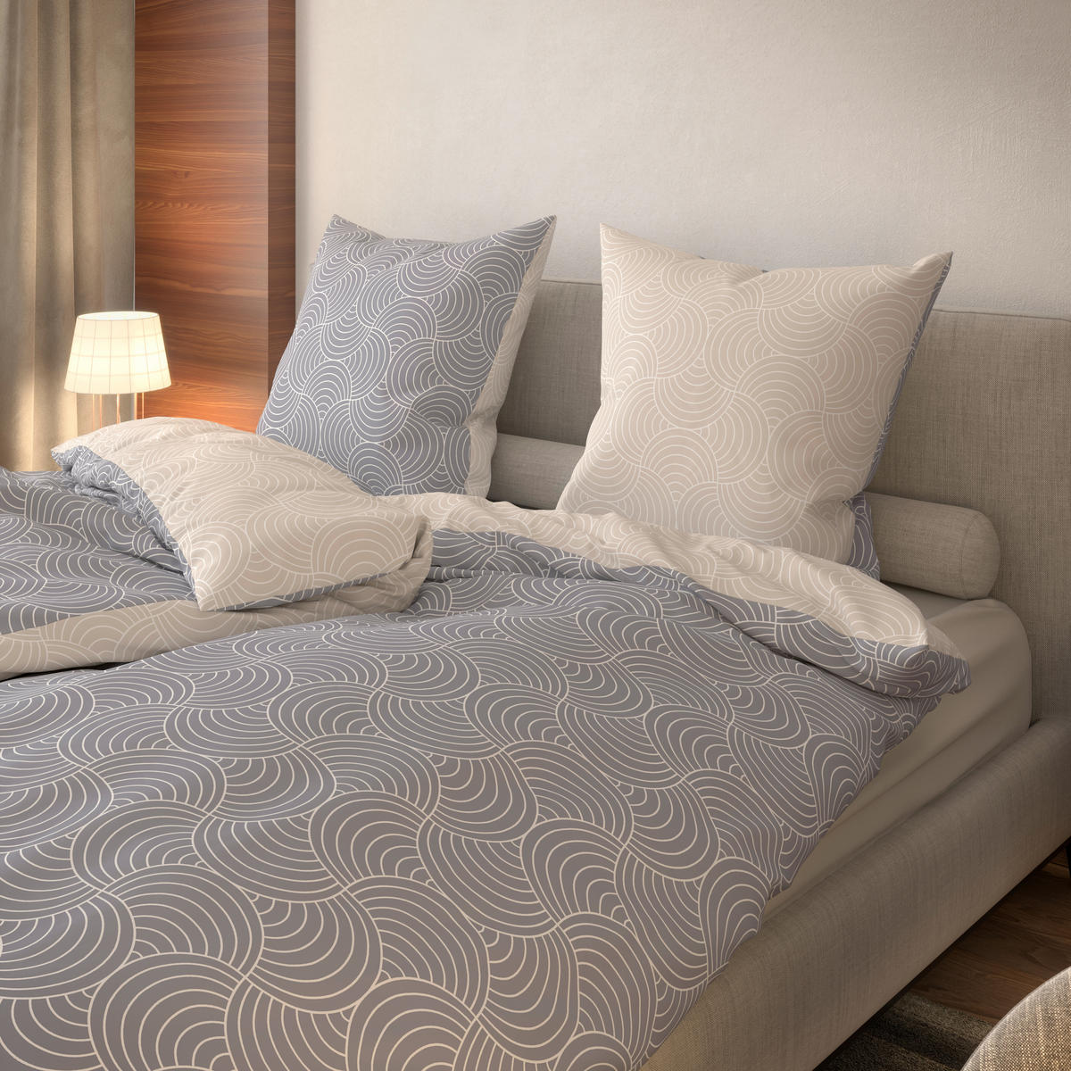 Baumwoll Bettwäsche Renforce Bettwäsche_Renforce_Bogen - beige/grau (155,00/220,00cm)