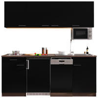 Respekta Küchenblock Economy schwarz matt B/H/T: ca. 195x200x60 cm Economy - Eiche/schwarz (195,00/200,00/60,00cm) - Respekta