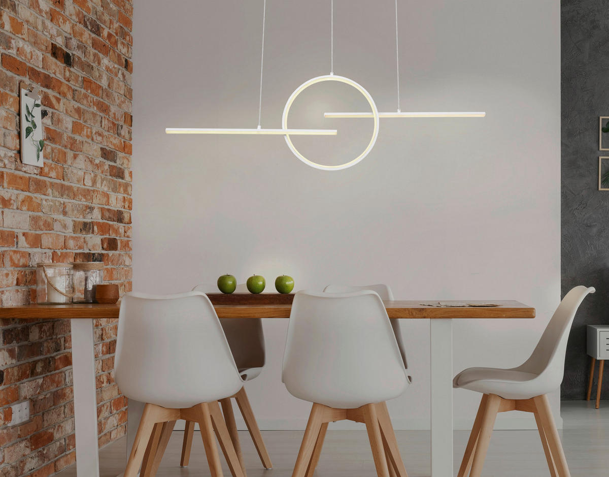 GLOBO LED-Pendelleuchte weiß Opal Acryl Metall B/H/T: ca. 10,5x150x124 cm BARRAL - weiß/Opal (10,50/150,00/124,00cm) - GLOBO