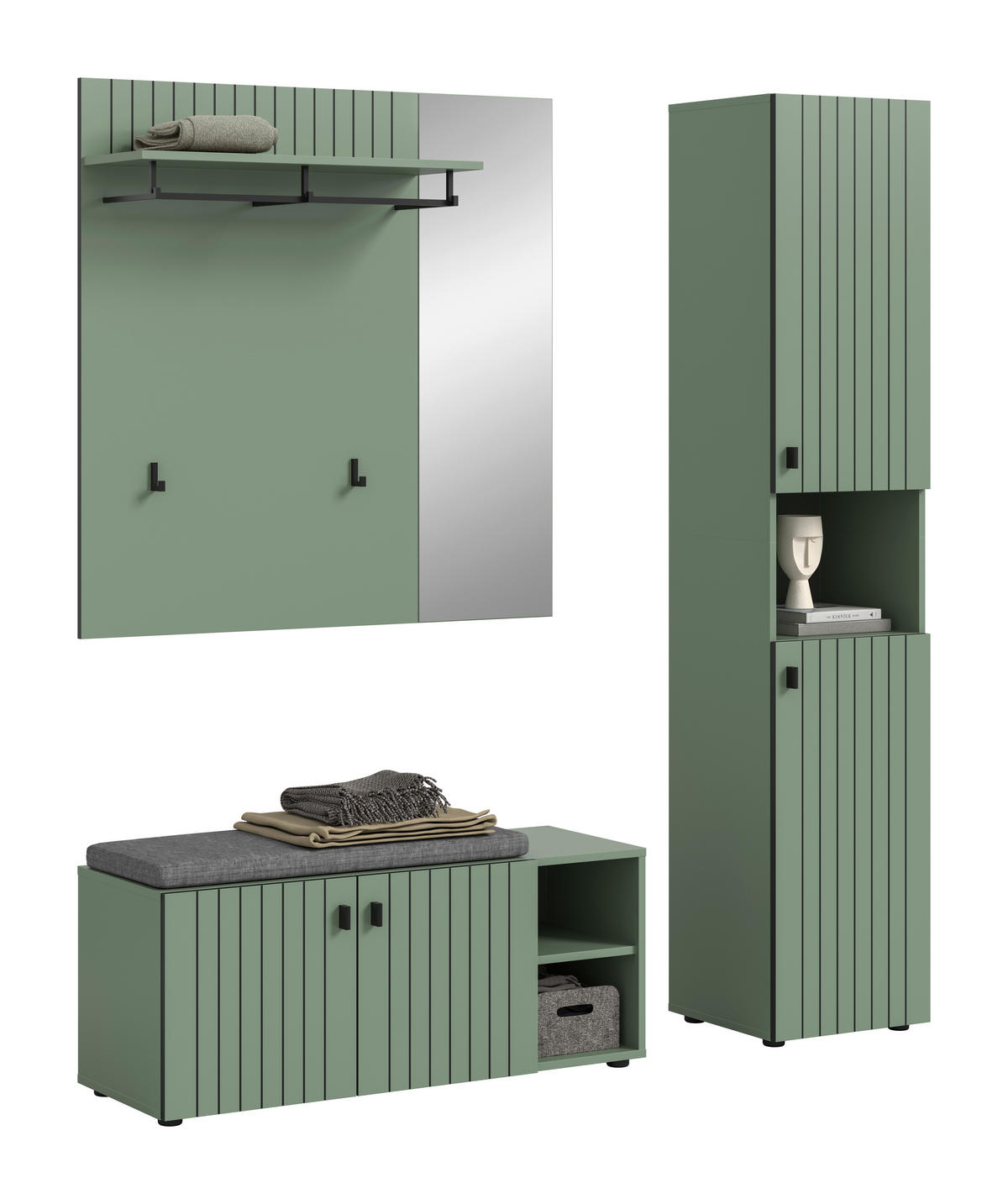 Garderobenset STATION grün B/H/T: ca. 161x192x37 cm STATION - grün (161,00/192,00/37,00cm) - xonox.home