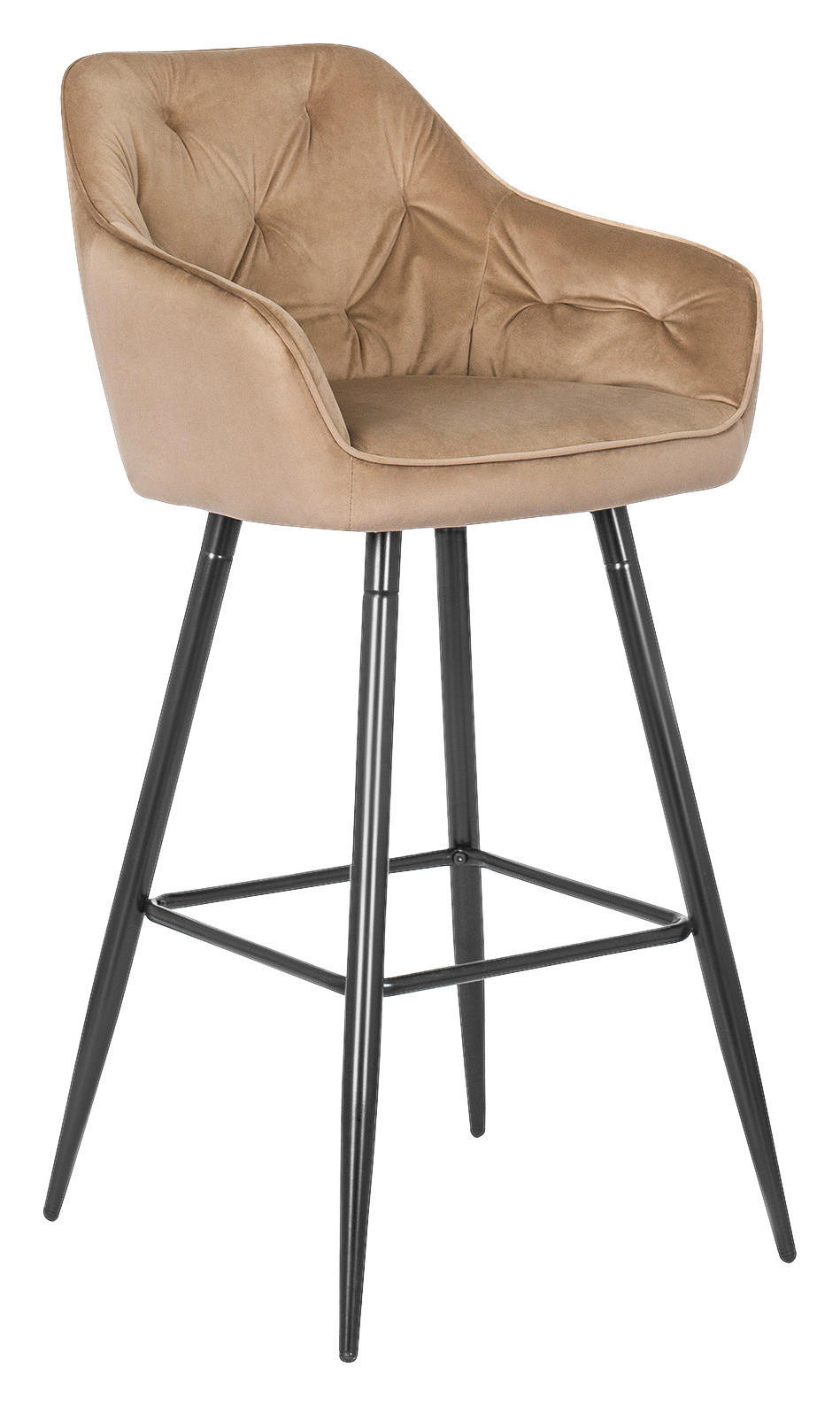 Barhocker SALEM beige Velourstoff B/H/T: ca. 53x105x58 cm SALEM - beige (53,00/105,00/58,00cm) - WIPMEB