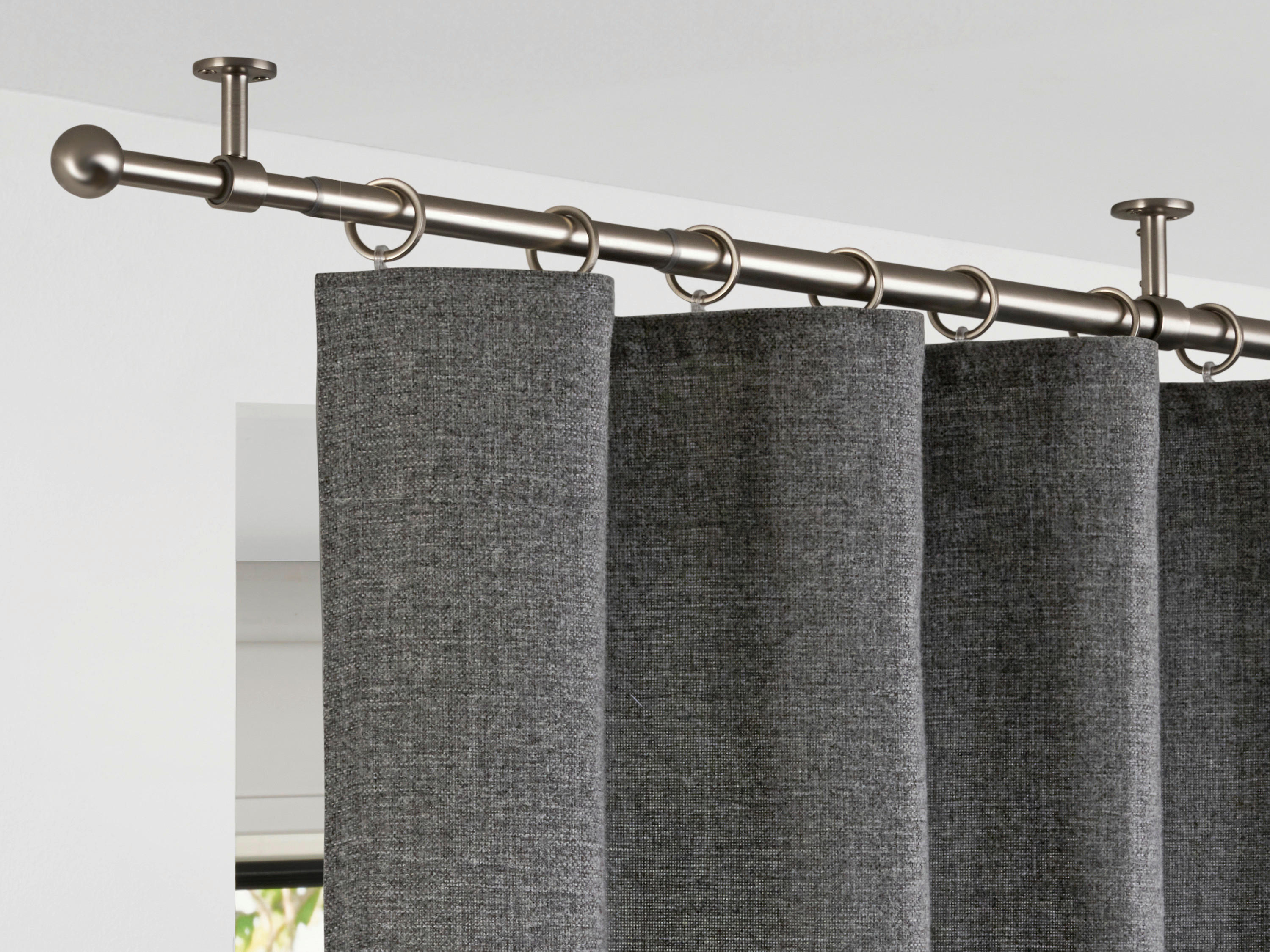 ondeco Stilgarnituren Edelstahloptik Metall L: ca. 400 cm ausziehbar von ca. 210 bis 400 cm 1.0 Läufe Teleskopgarnitur_2in1 - Edelstahloptik (400,00cm) - ondeco