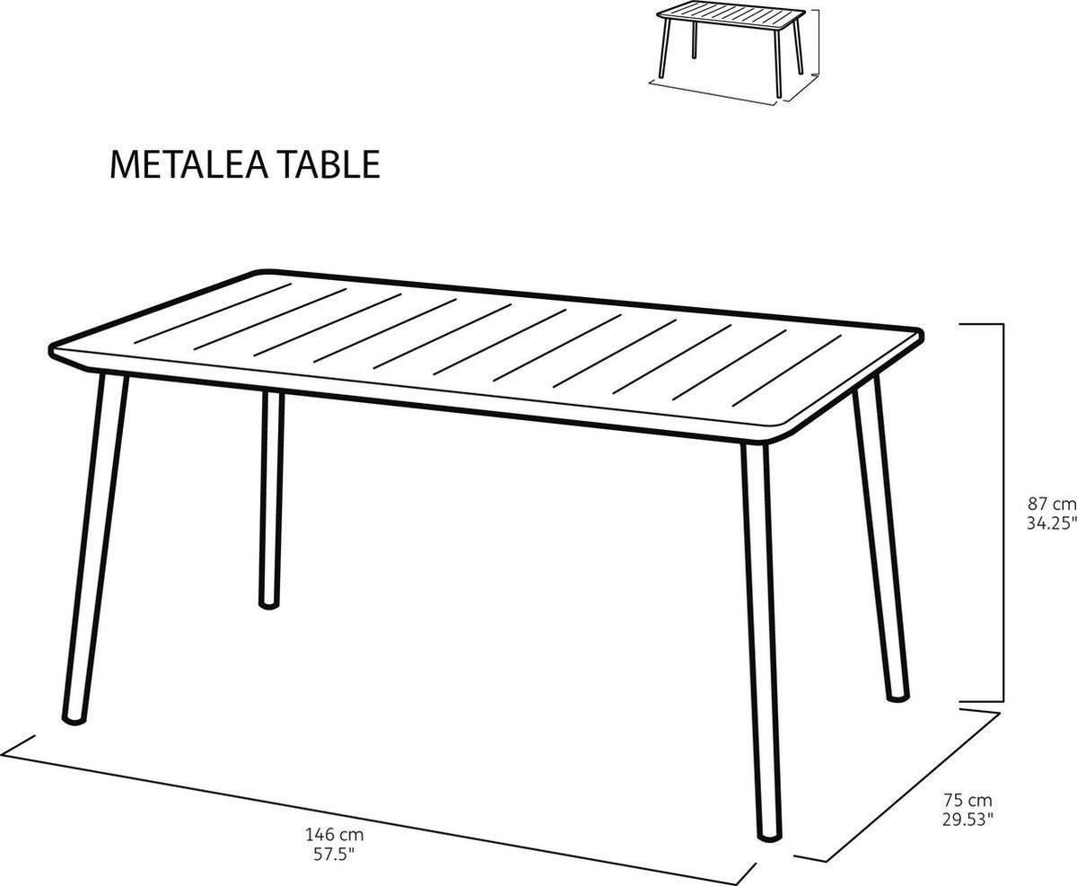 Keter Gartentisch Metalea schwarz Kunststoff B/H/L: ca. 87x75x147 cm Metalea - schwarz (147,00/87,00/75,00cm) - Keter
