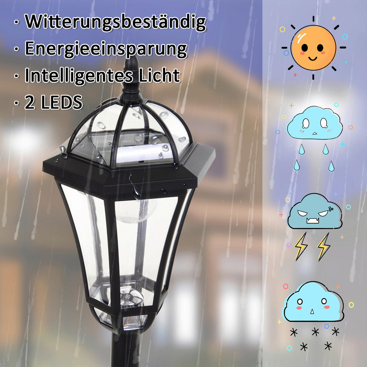 Gartenlaterne im 2er-Set schwarz Kunststoff H/D: ca. 129x18,5 cm Gartenlaterne im 2er-Set - schwarz (18,50/129,00cm) - Outsunny