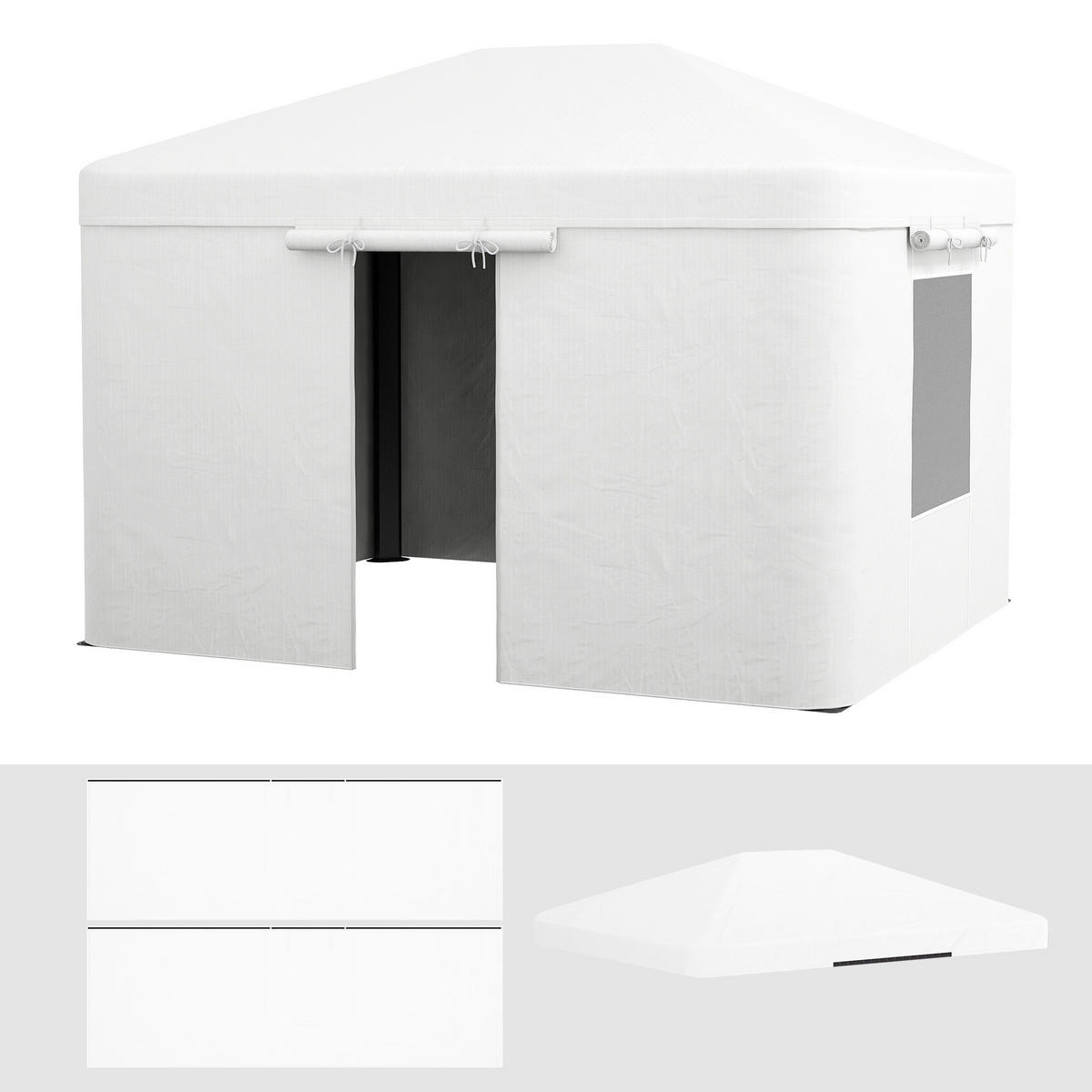 Outsunny Pavillon-Abdeckung 3,6x3m weiß Kunststoff B/H/L: ca. 300x270x360 cm Pavillon-Abdeckung 3,6x3m - weiß (360,00/300,00/270,00cm) - Outsunny