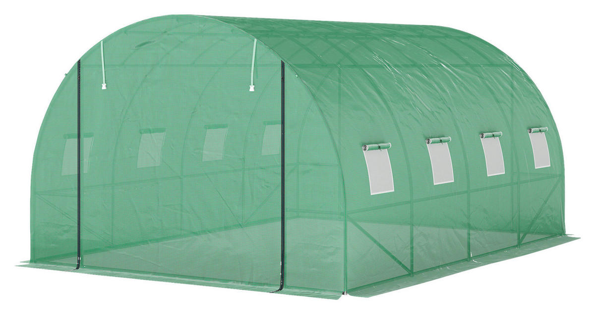 Outsunny Folientunnel B/H/L: ca. 298x198x398 cm Folientunnel - grün (398,00/298,00/198,00cm) - Outsunny