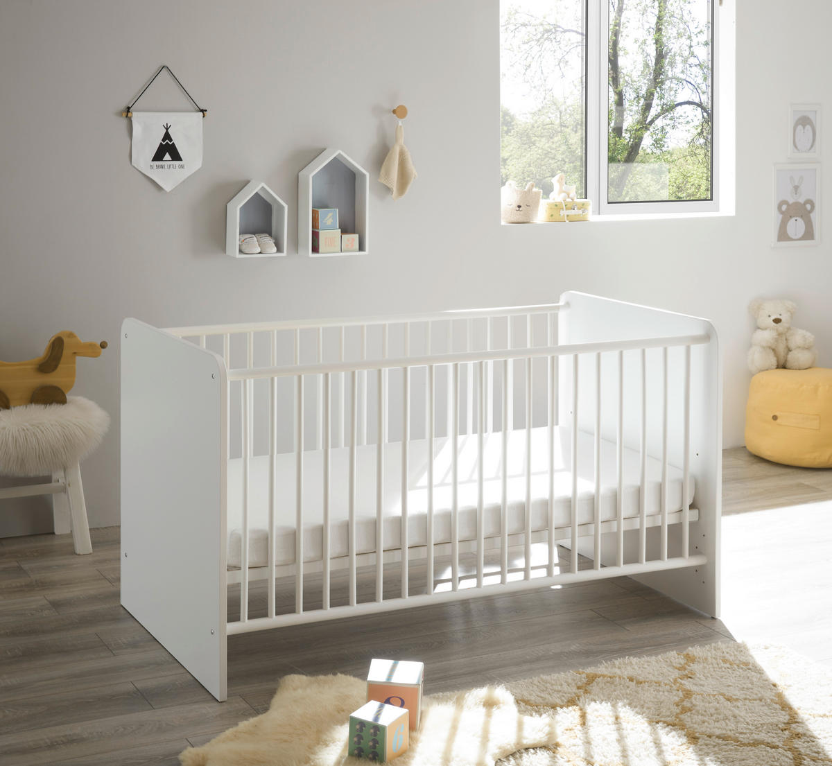 Babybett Alex weiß B/H/T: ca. 82x81x144 cm Liegefläche B/L: ca. 70x140 cm Alex - weiß (82,00/81,00/144,00cm)