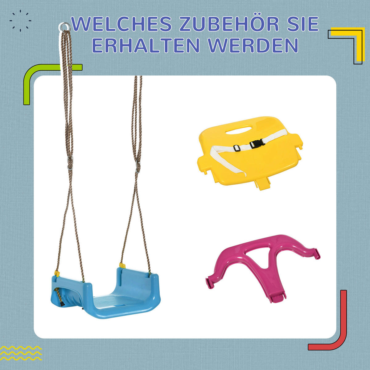 Outsunny Schaukel blau B/H/L: ca. 33x42x180 cm Kinderschaukel - lila/blau (180,00/33,00/42,00cm) - Outsunny