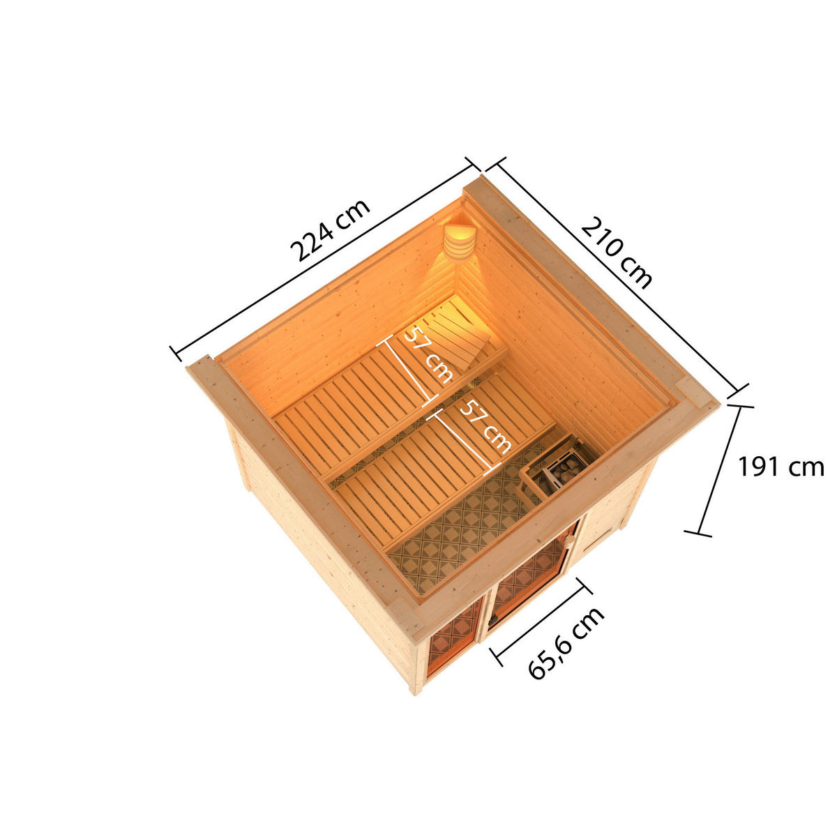Karibu Sauna Seppel Front natur B/H/T: ca. 196x187x196 cm Seppel Front - natur (196,00/187,00/196,00cm) - Karibu