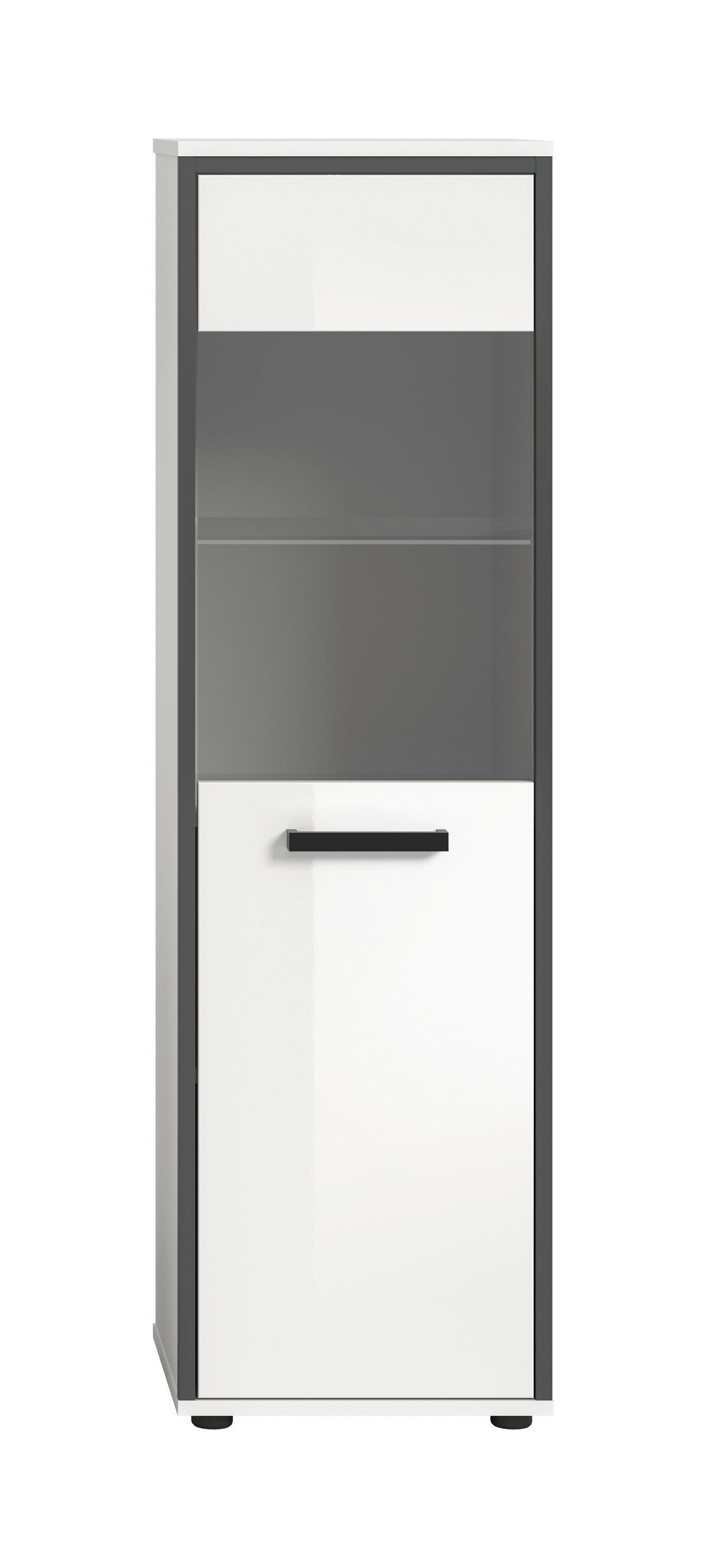 Midischrank KOJAK weiß Hochglanz anthrazit grau B/H/T: ca. 40x139x34 cm KOJAK - weiß/anthrazit (40,00/139,00/34,00cm) - xonox.home