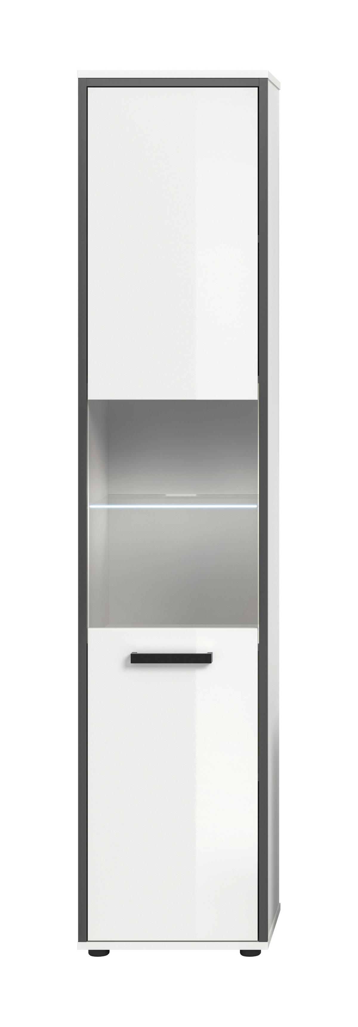 Midischrank KOJAK weiß Hochglanz anthrazit grau B/H/T: ca. 40x188x34 cm KOJAK - weiß/anthrazit (40,00/188,00/34,00cm) - xonox.home