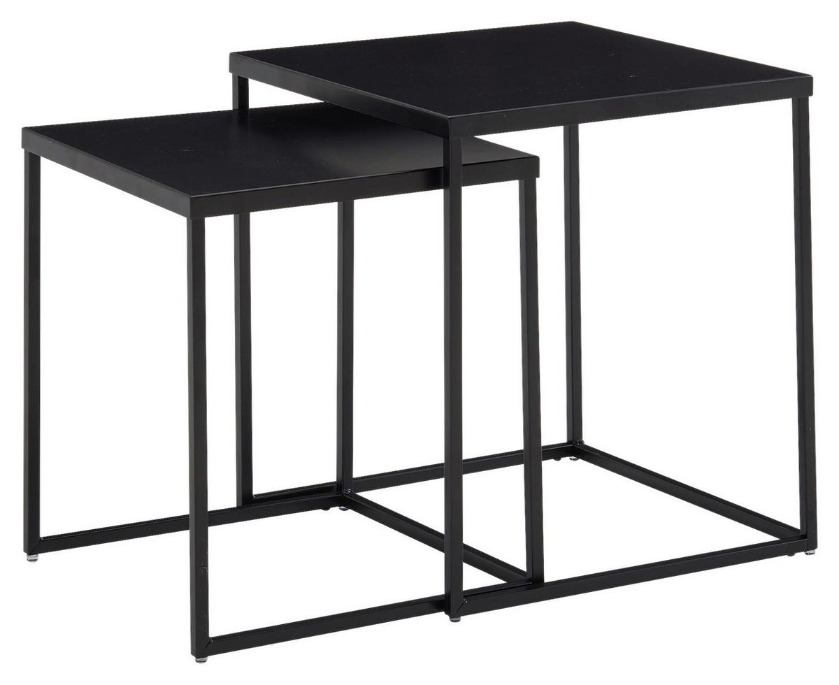 Beistelltisch 2er-Set. schwarz Stahl B/H/T: ca. 40x45x40 cm 2er-Set. - schwarz (40,00/45,00/40,00cm) - Wohnling