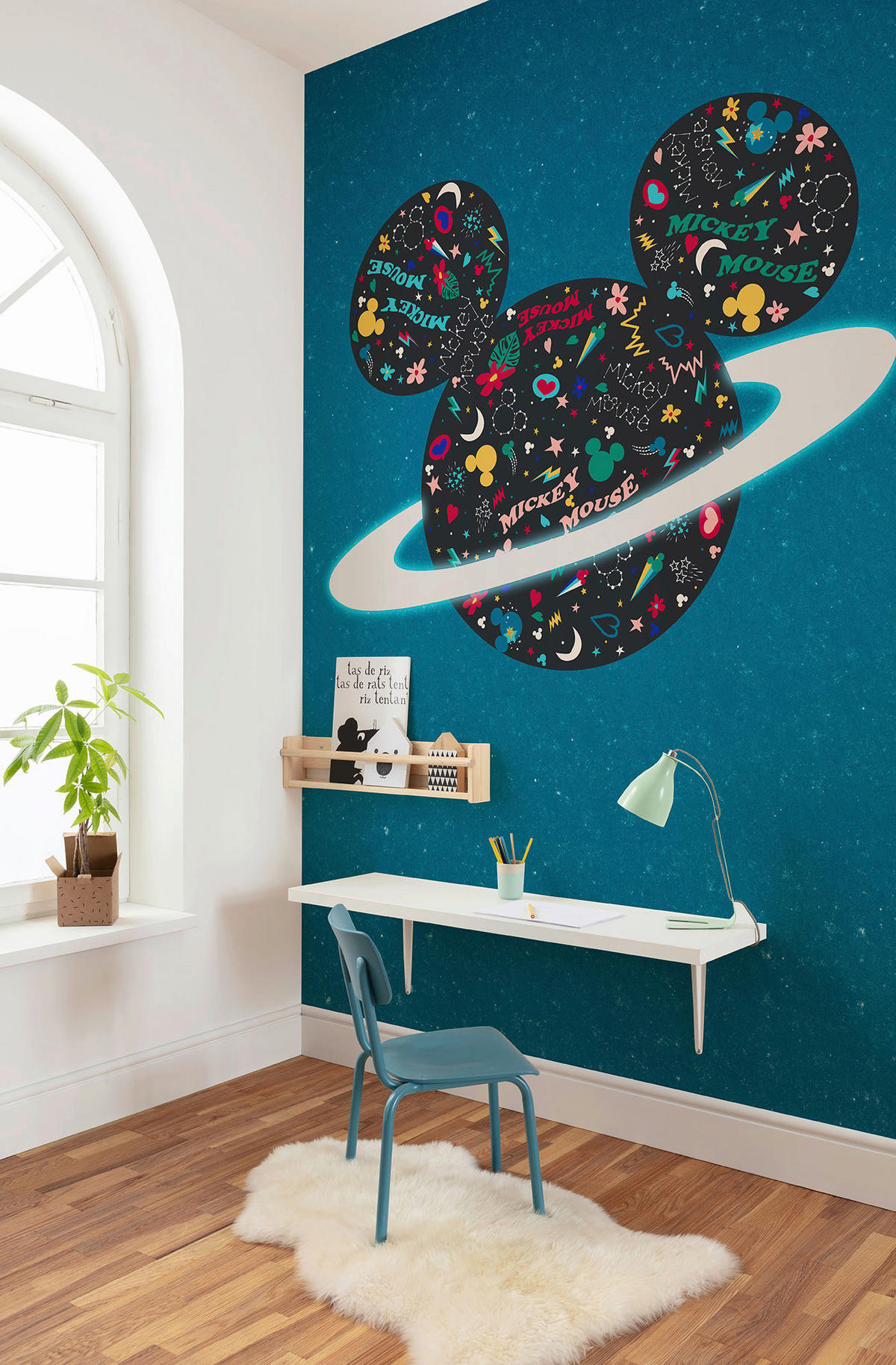 Komar Fototapete Planet Mickey IADX4-026 blau schwarz B/H: ca. 200x280 cm Planet Mickey IADX4-026 - blau/schwarz (200,00/280,00cm) - Komar