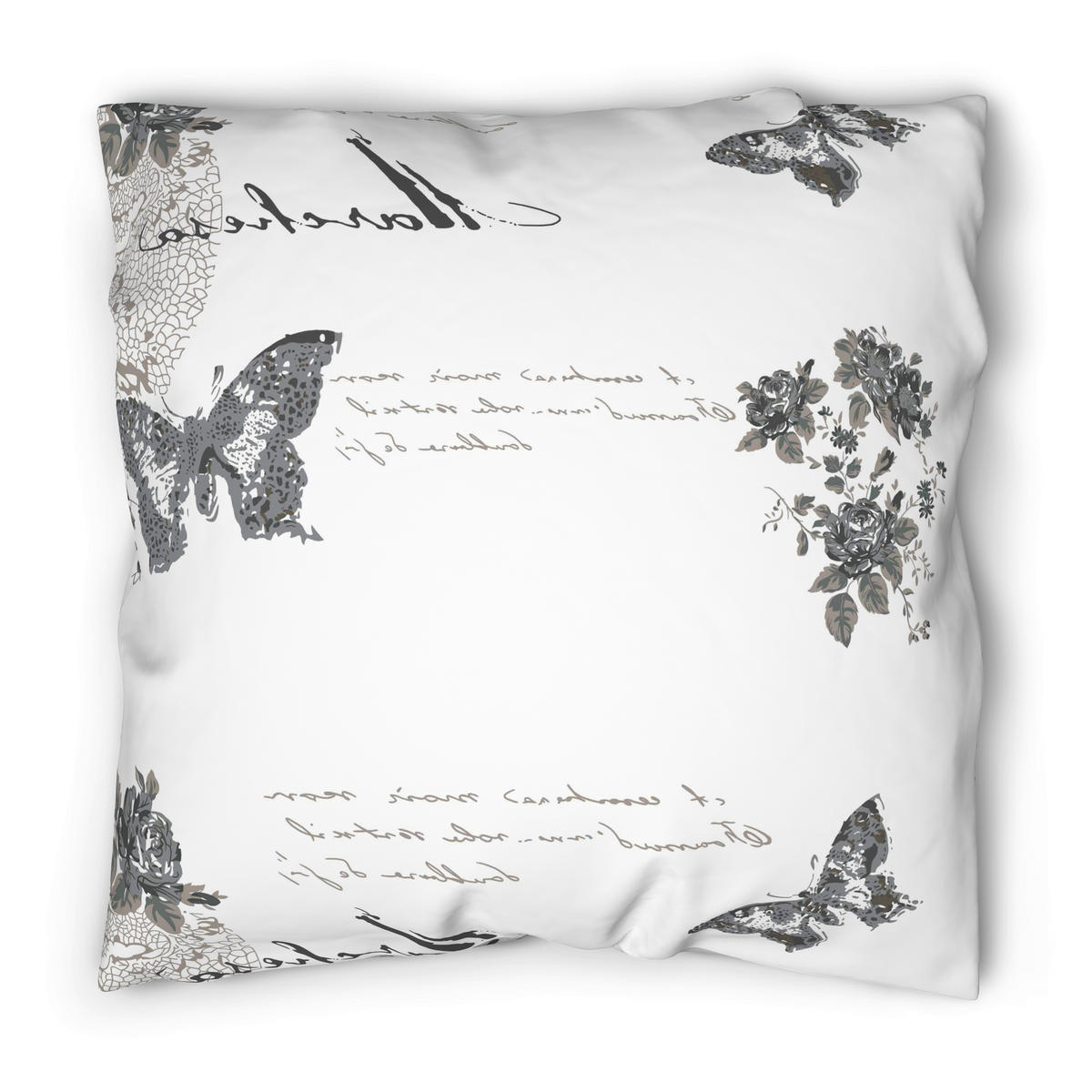 Baumwoll Bettwäsche Fleur Renforce Fleur - weiß/taupe (135,00/200,00cm) - Home Dreams