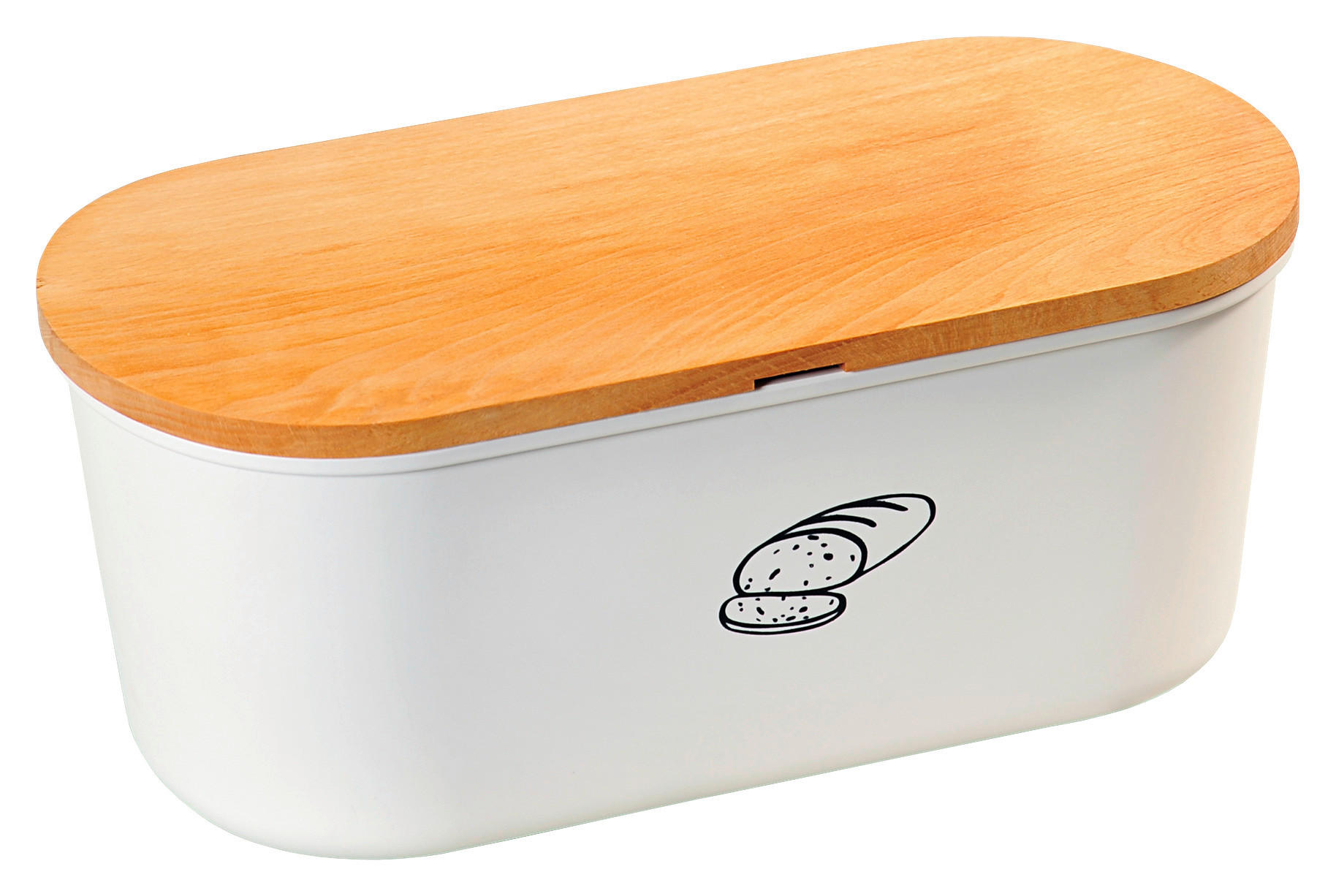 Kesper Brotkasten mit Schneidbrett weiß Holz B/H/L: ca. 18x14x33,5 cm Brotkasten_m.Schneidbrett - weiß/natur (33,50/18,00/14,00cm) - Kesper