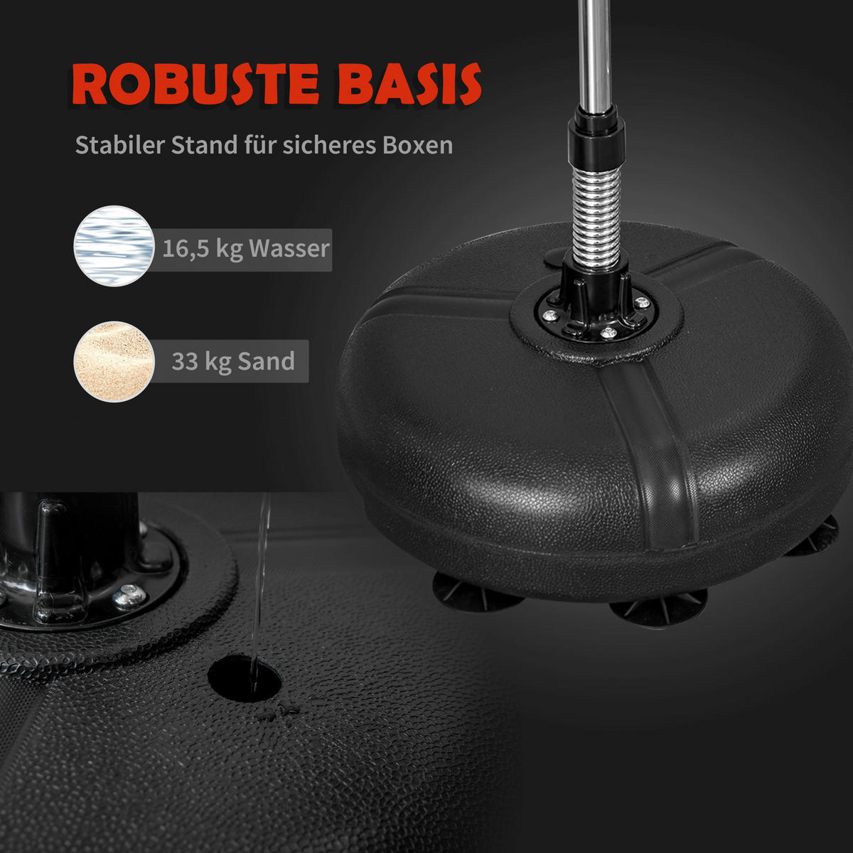 HOMCOM Punchingball Set schwarz Kunstleder B/H/L: ca. 45x151x45 cm Punchingball Set - schwarz (45,00/45,00/151,00cm) - HOMCOM
