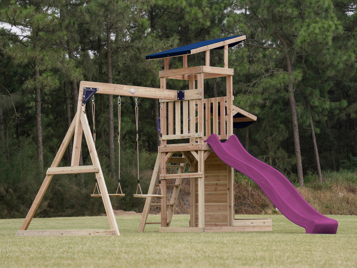 AXI Spielturm Malik braun B/H/L: ca. 345x270x336 cm Malik - lila/braun (336,00/345,00/270,00cm) - AXI