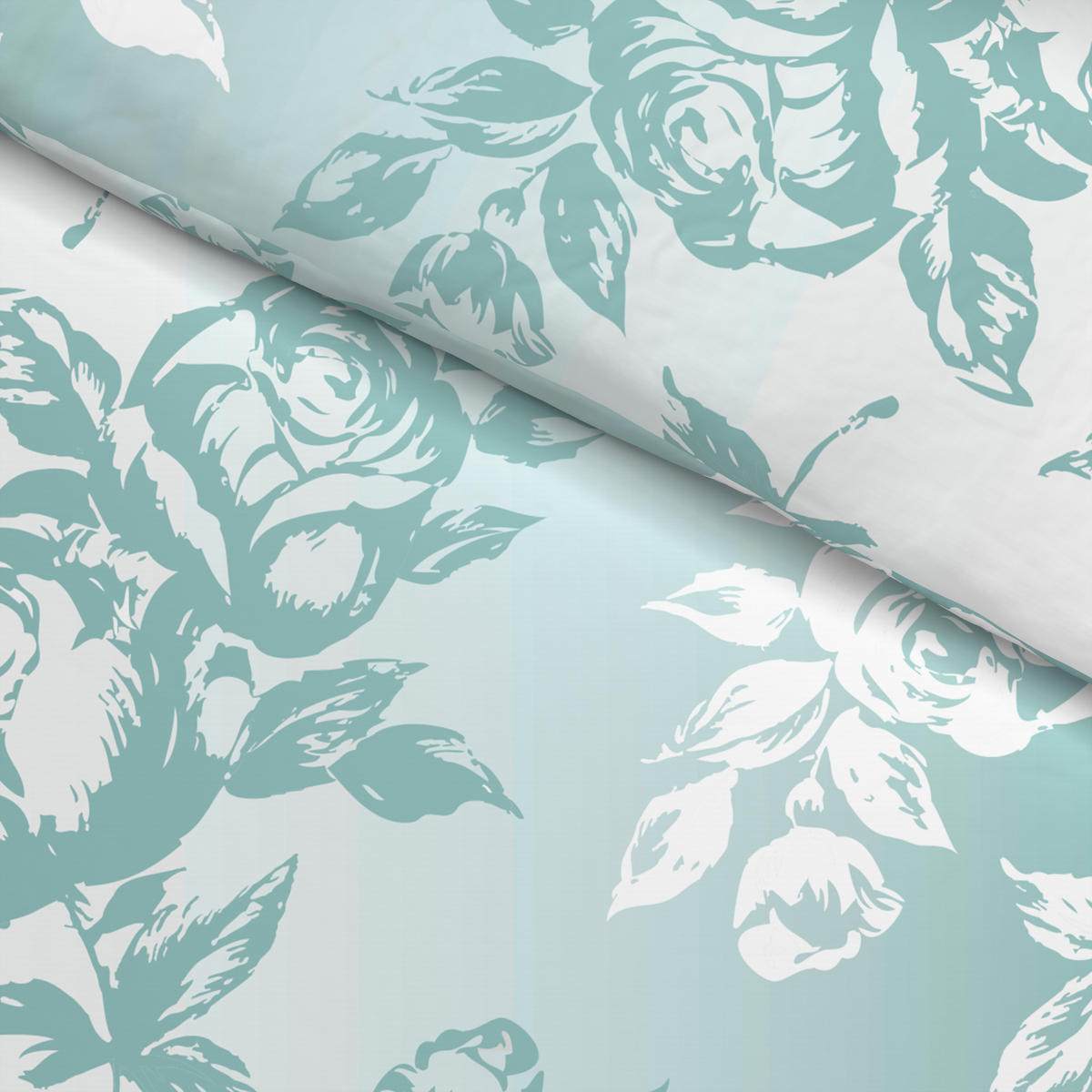 Microfaser Bettwäsche Fleece Bettwäsche_Fleece Rosen - mint/weiß (135,00/200,00cm)