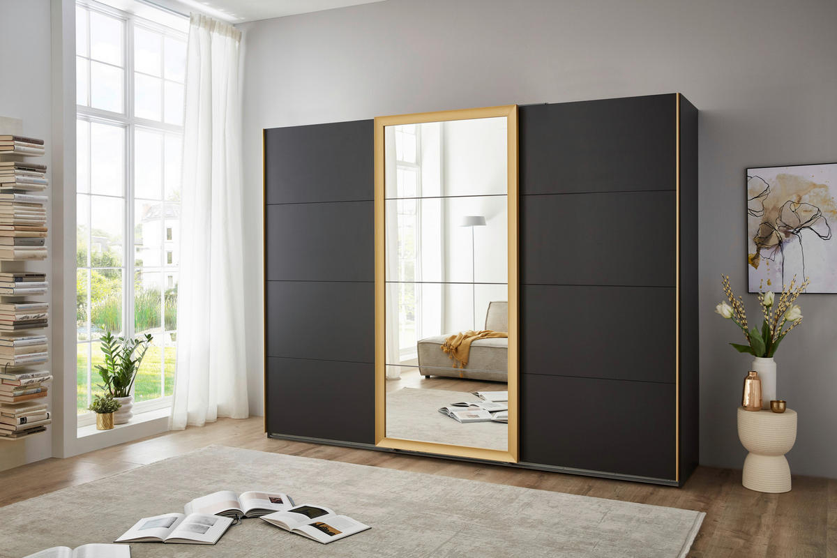 Schwebetürenschrank Katar Graphit B/H/T: ca. 270x208x64 cm Katar - gold/Graphit (270,00/208,00/64,00cm)