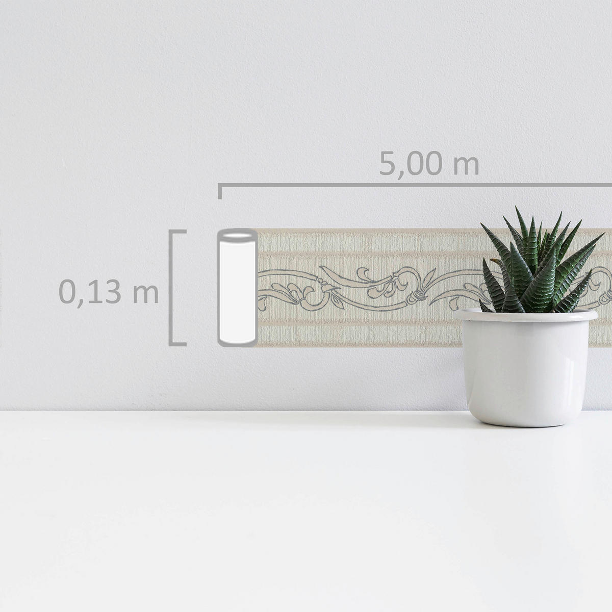 A.S.Création Bordüre beige silber B/H/D: ca. 13x500x8 cm Bordüre_selbstklebend - beige/silber (8,00/500,00cm) - A.S.Creation