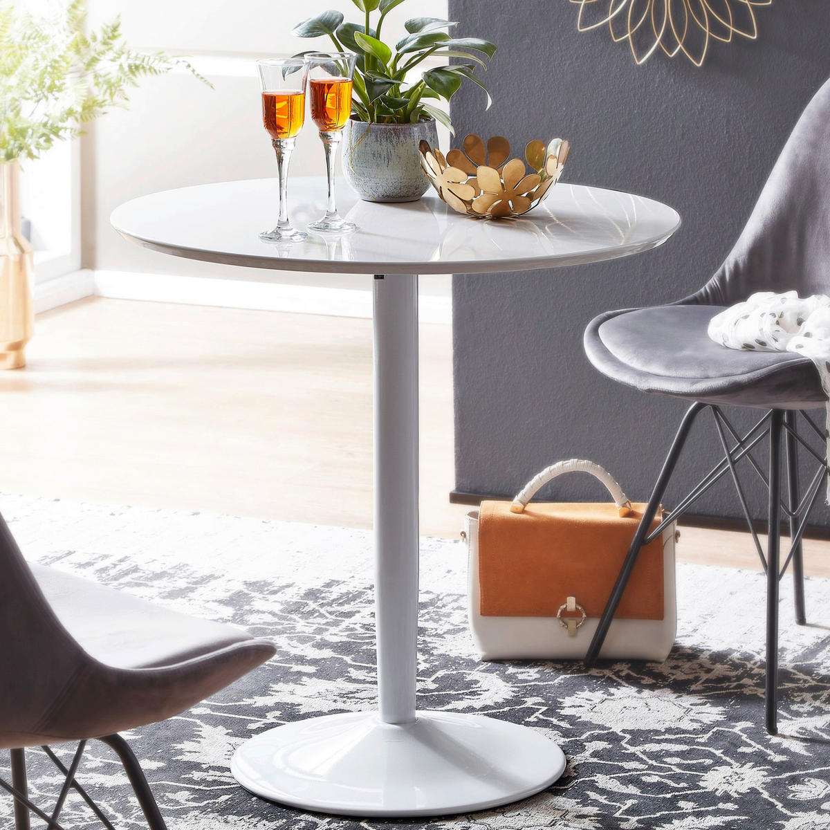 Esstisch weiß lackiert weiß lackiert lackiert B/H/T: ca. 75x74x75 cm Esszimmertisch - weiß (75,00/74,00/75,00cm) - Wohnling