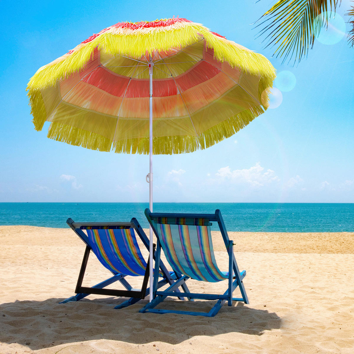 Outsunny Hawaiischirm bunt Stahl H/D: ca. 190x160 cm Hawaiischirm - bunt (160,00/190,00cm) - Outsunny