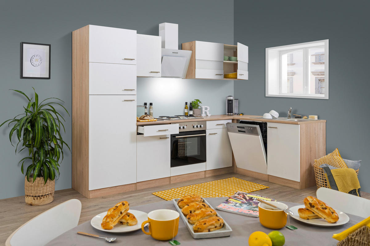 Respekta Winkelküche Economy weiß matt B/H/T/L: ca. 280x200x60x172 cm Economy - Eiche/weiß (172,00/280,00/200,00cm) - Respekta