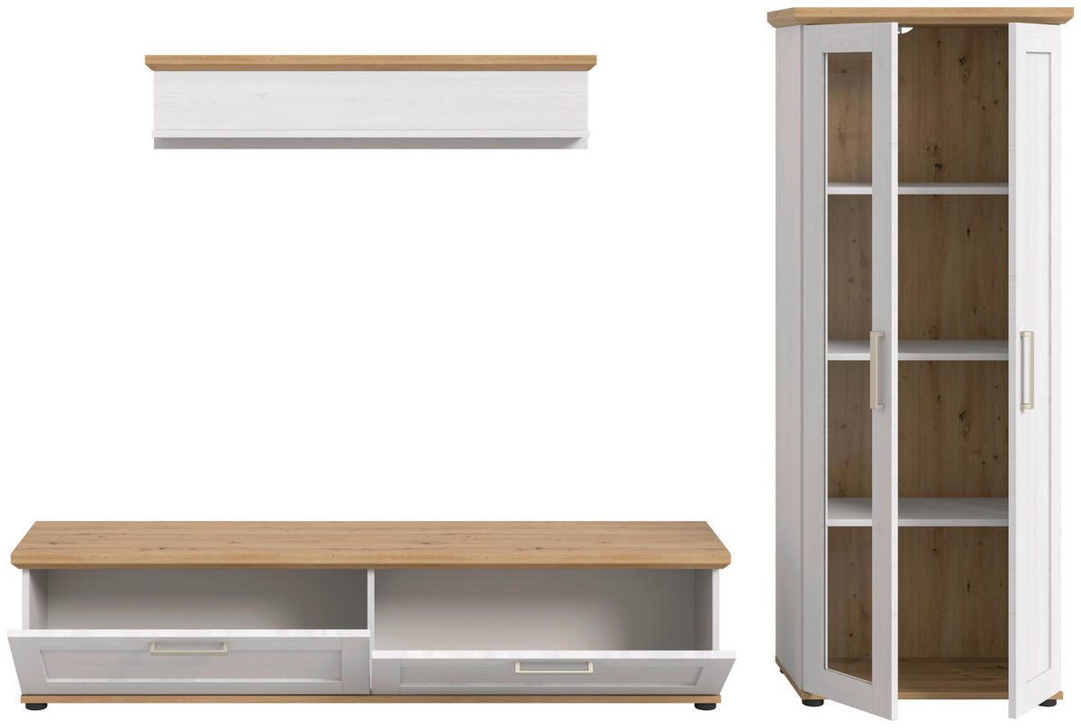 Wohnwand VERONA Lärche Nachbildung Eiche Nachbildung B/H/T: ca. 336x161x40 cm VERONA - Eiche/Lärche (336,00/161,00/40,00cm) - xonox.home