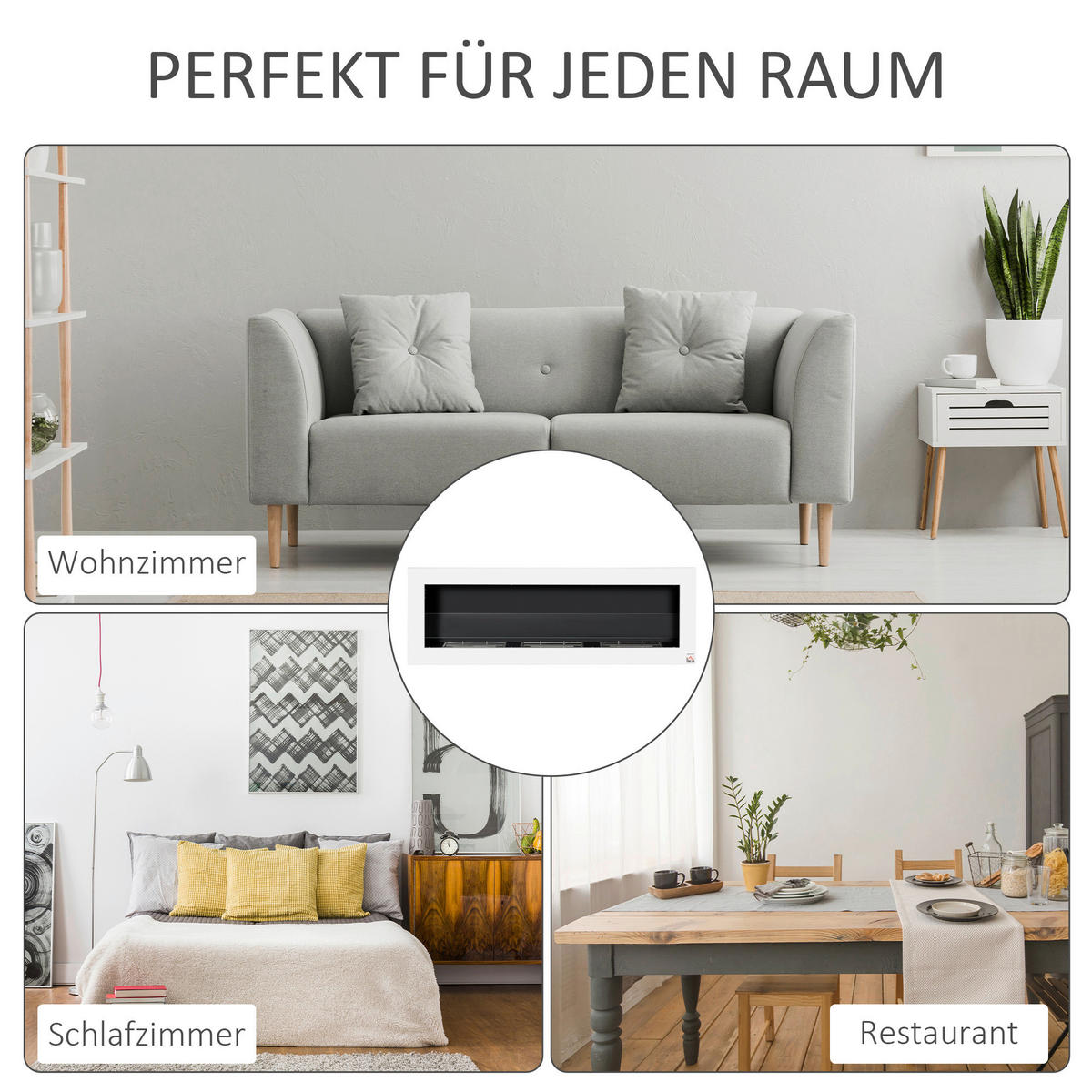 HOMCOM Ethanol-Kamin weiß Glas B/H/L: ca. 15x120x40 cm Ethanol-Kamin - weiß (40,00/15,00/120,00cm) - HOMCOM