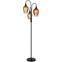 GLOBO Stehleuchte schwarz Glas Metall H/D: ca. 165x43 cm E27 3 Brennstellen LAVUS - schwarz (43,00/165,00cm) - GLOBO
