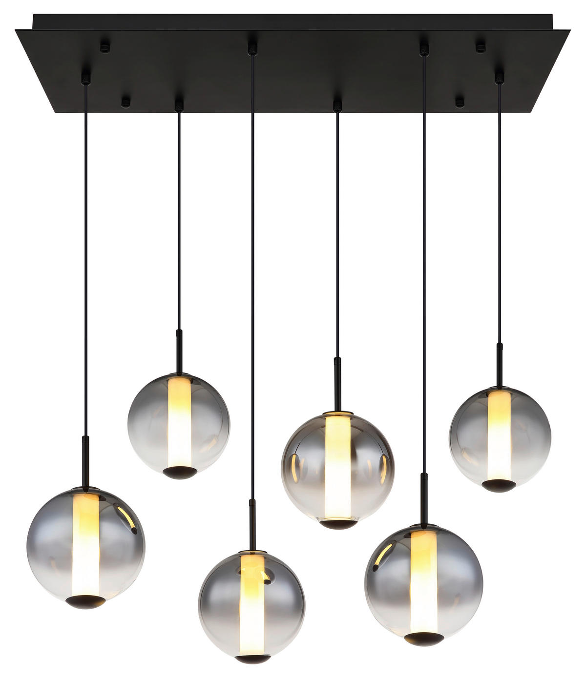 GLOBO Pendelleuchte Opal mattschwarz Rauch Metall Glas B/H: ca. 100x120 cm 1.0 Brennstellen Lacy - Opal/mattschwarz (100,00/120,00cm) - GLOBO