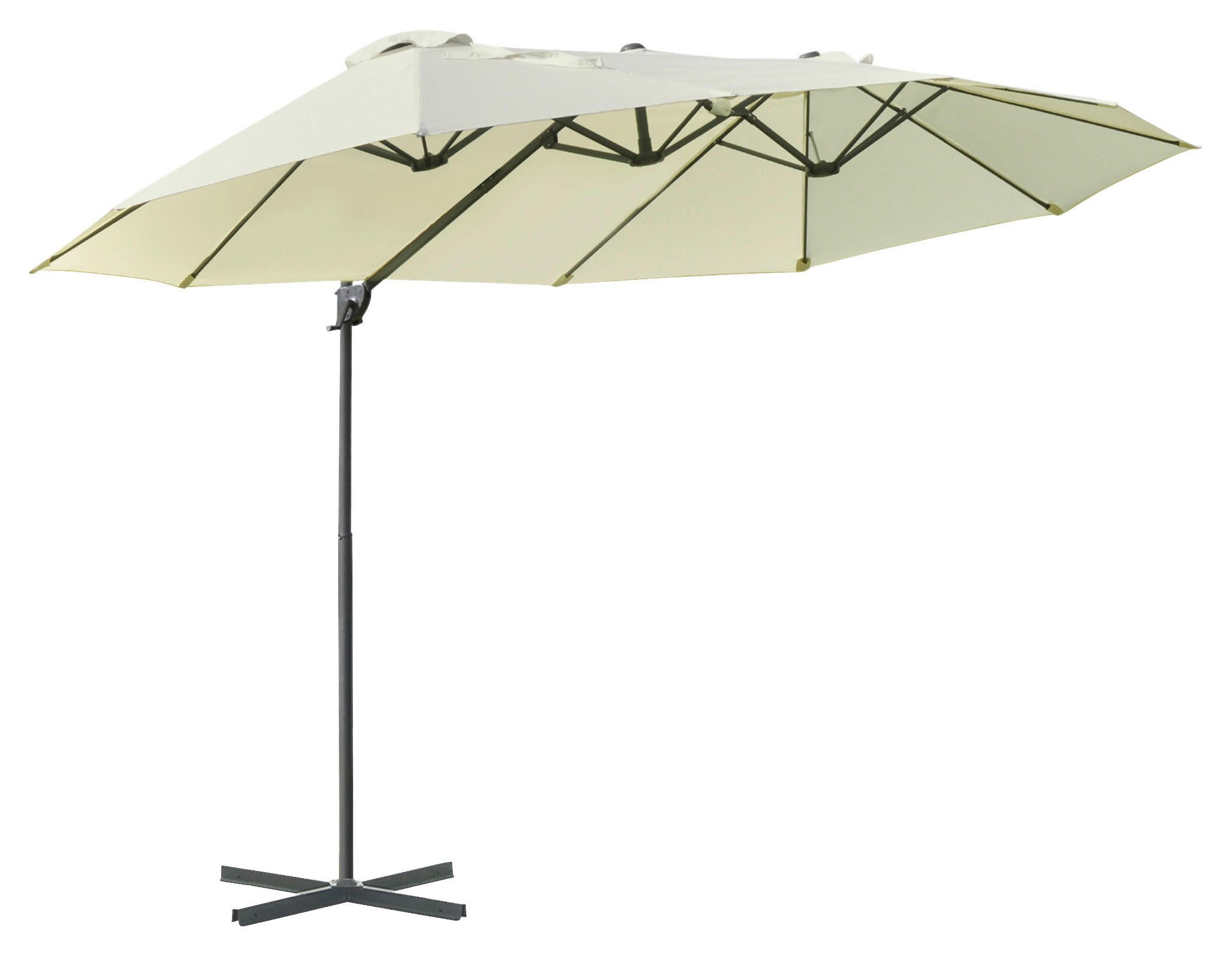 Outsunny Doppelschirm mit Kurbel cremeweiß Metall B/H/L: ca. 440x250x270 cm Doppelschirm_mit_Kurbel - cremeweiß (270,00/440,00/250,00cm) - Outsunny